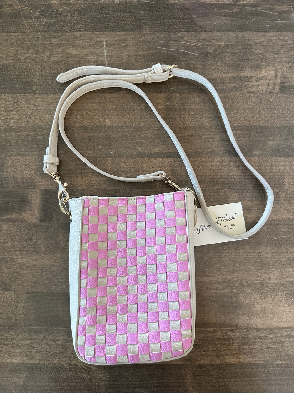 Universal Thread Pink & White Woven Crossbody Pouch